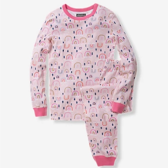 Eddie Bauer Other - 4/$25 Eddie Bauer Pajama Set Girls Medium 10/12 Pink Rainbow Long Sleeve Pants